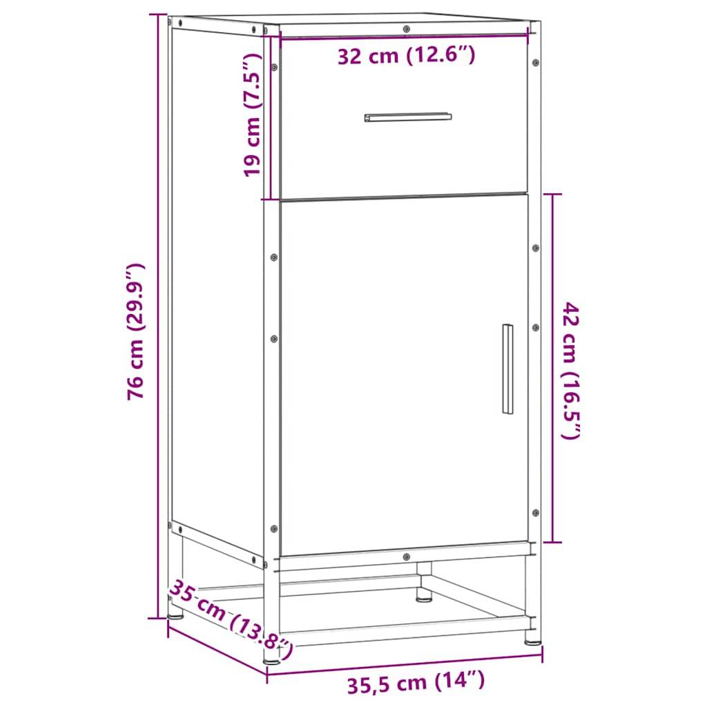 vidaXL Sideboard Sonoma-Eiche 35,5x35x76 cm Holzwerkstoff und Metall