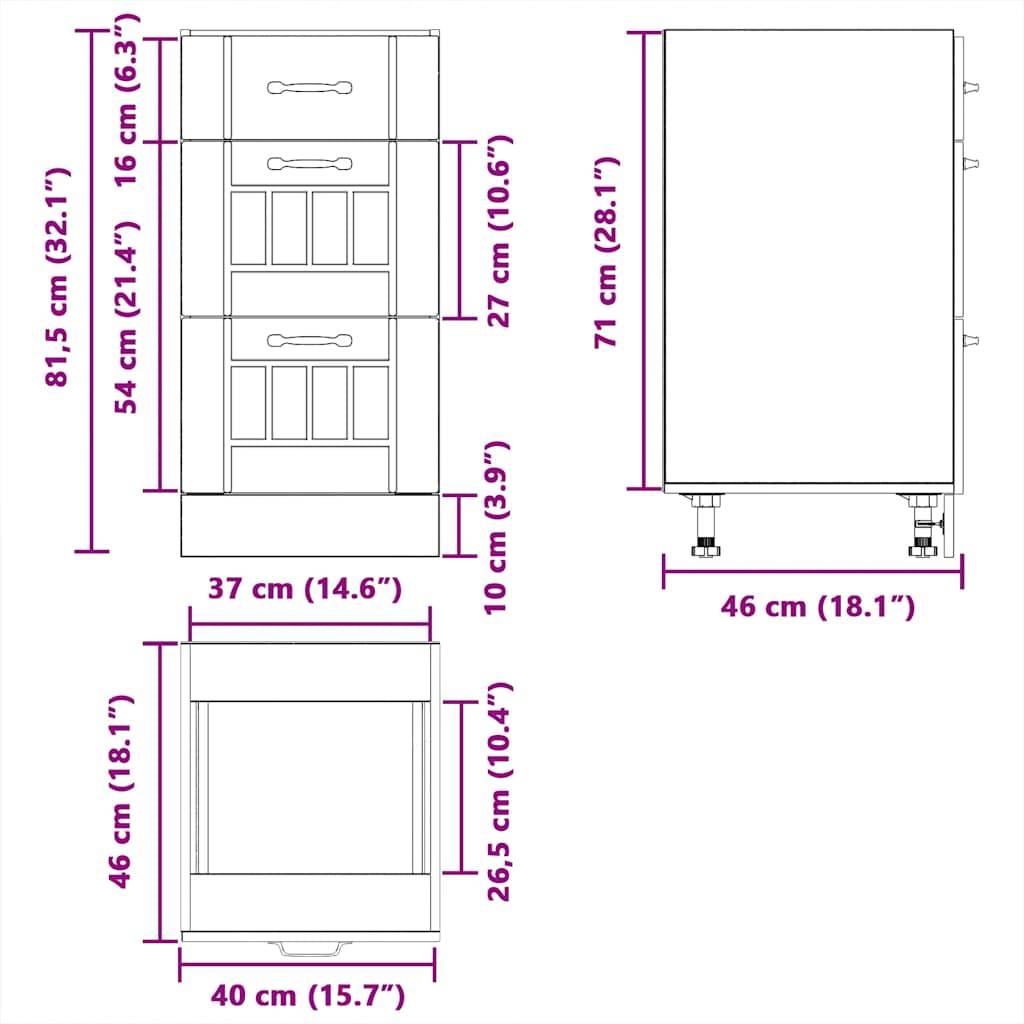 vidaXL Küchen-Unterschrank Lucca Hochglanz-Weiß Holzwerkstoff
