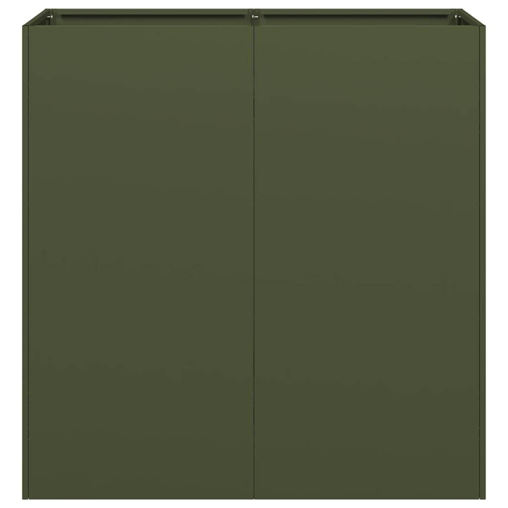 vidaXL Pflanzkübel Olivgrün 80x40x80 cm Kaltgewalzter Stahl