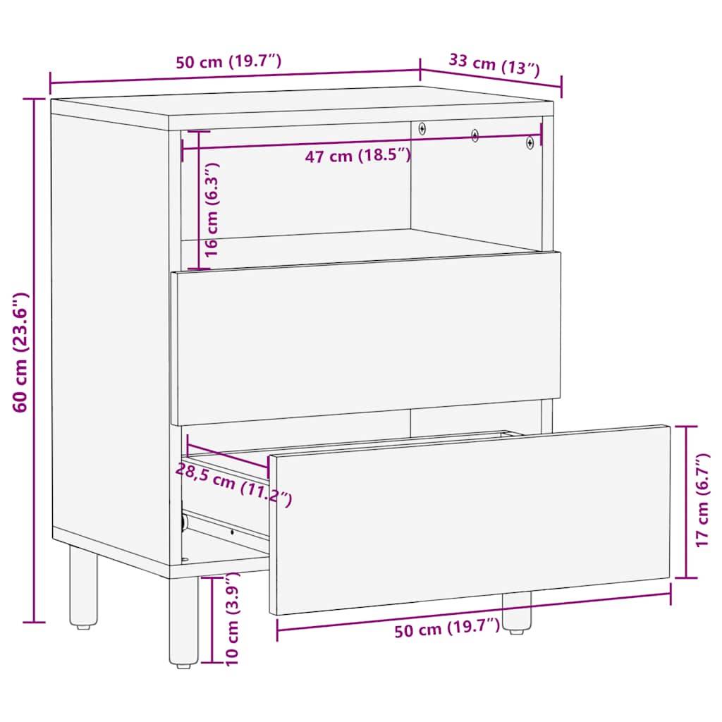 vidaXL Nachttisch Braun 50x33x60 cm Massivholz Mango