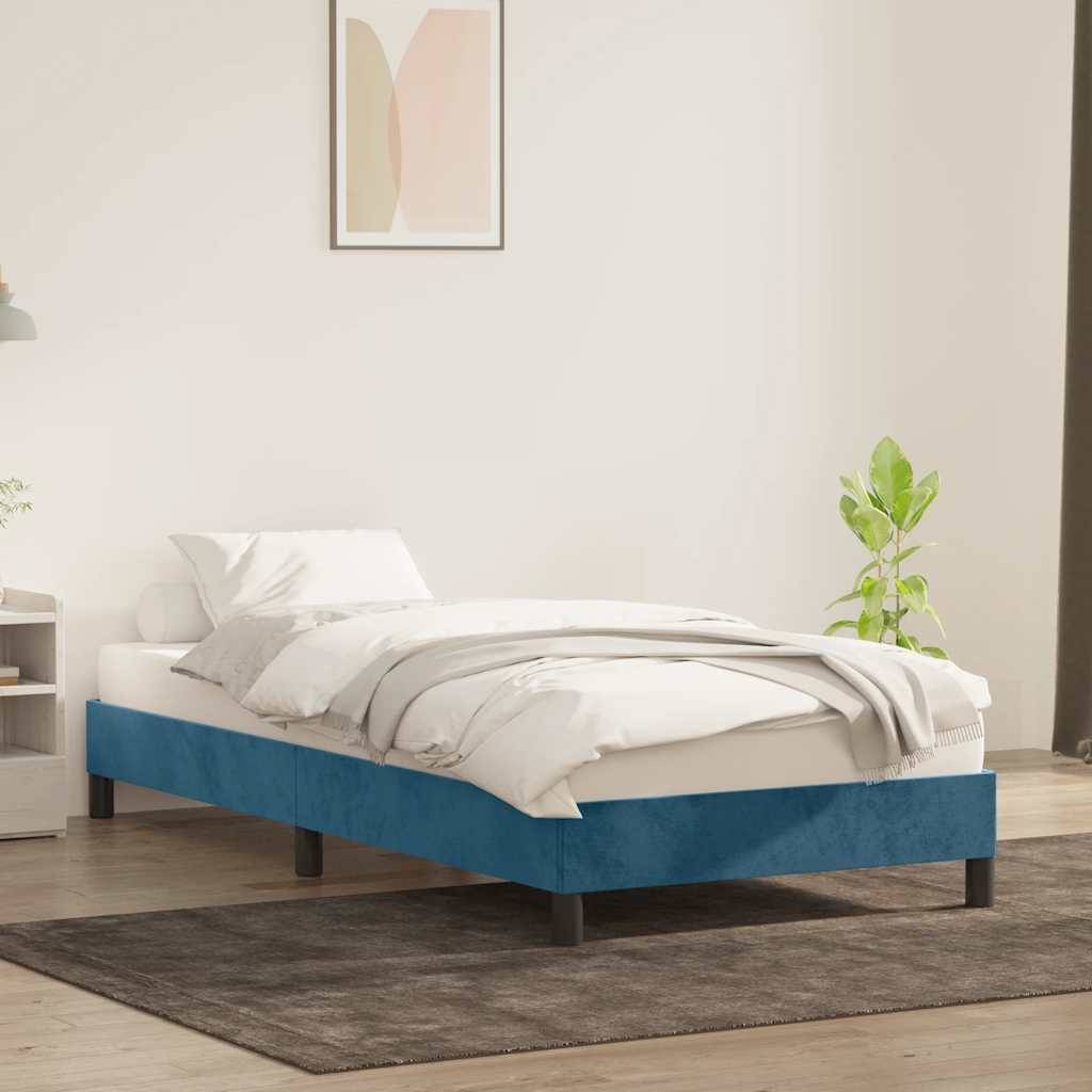 vidaXL Bettgestell ohne Matratze Dunkelblau 90x220 cm Samt