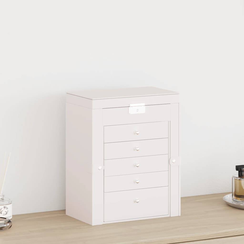 vidaXL Schmuckkästchen 6-Schichten mit Spiegel Abschließbar Weiß