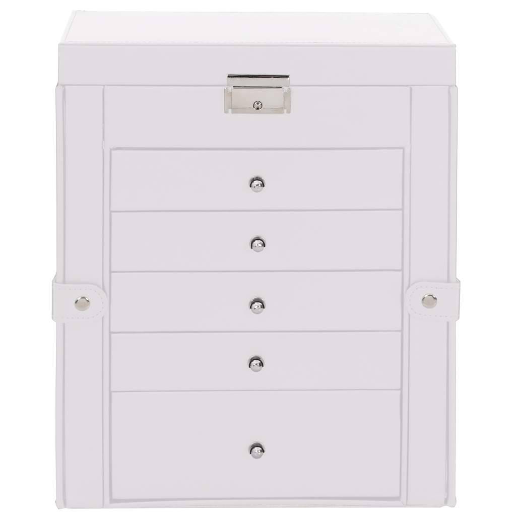 vidaXL Schmuckkästchen 6-Schichten mit Spiegel Abschließbar Weiß