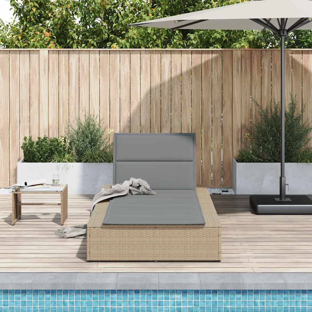 vidaXL Sonnenliege mit schwebender Auflage Beige Poly Rattan