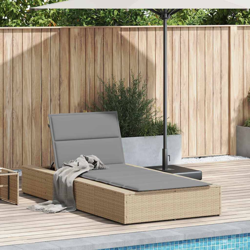 vidaXL Sonnenliege mit schwebender Auflage Beige Poly Rattan