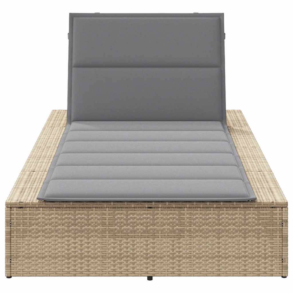 vidaXL Sonnenliege mit schwebender Auflage Beige Poly Rattan