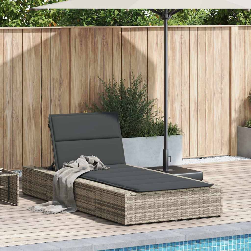 vidaXL Sonnenliege mit schwebender Auflage Hellgrau Poly Rattan