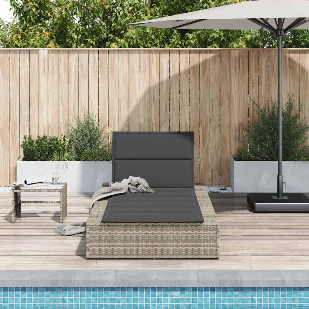 vidaXL Sonnenliege mit schwebender Auflage Hellgrau Poly Rattan