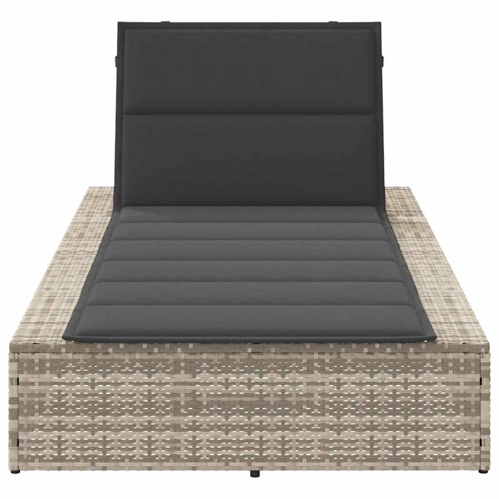 vidaXL Sonnenliege mit schwebender Auflage Hellgrau Poly Rattan