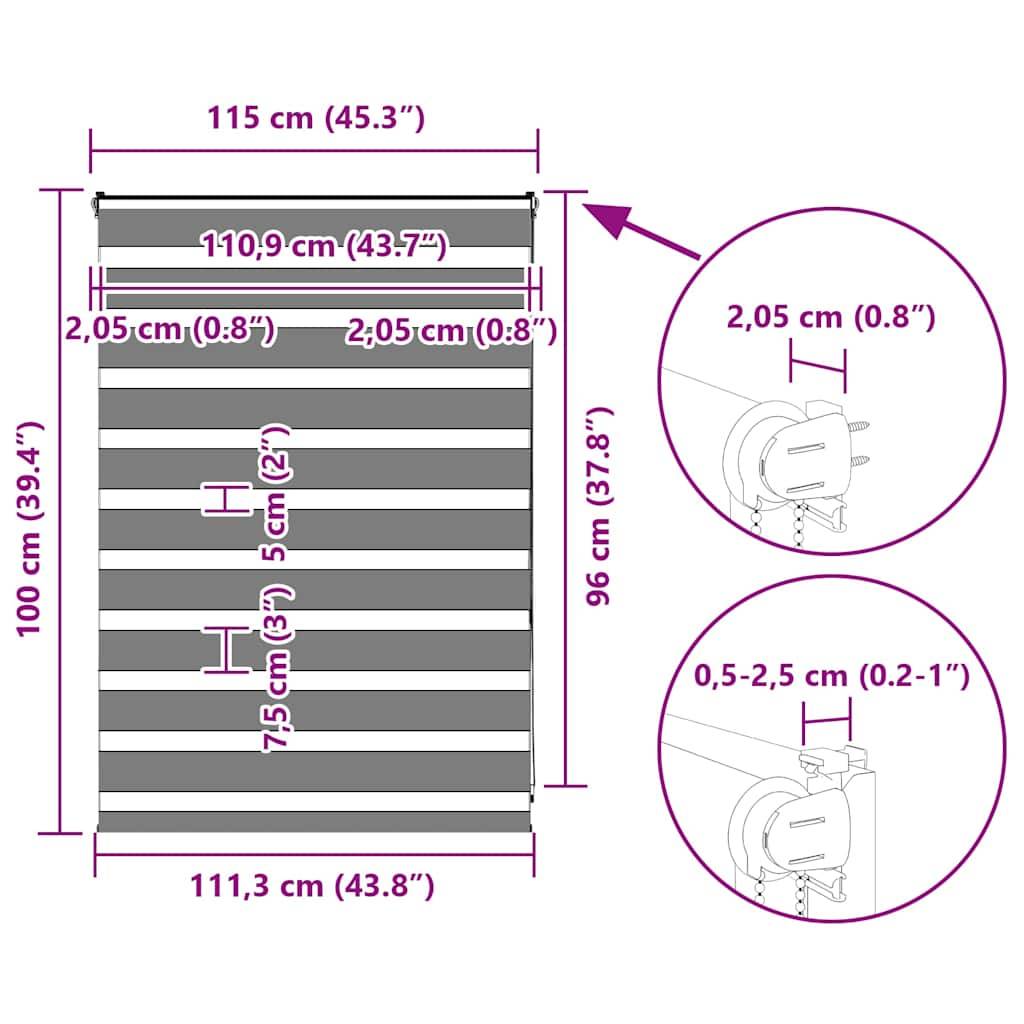 vidaXL Zebrarollo Sandbraun 115x100 cm Stoffbreite 110,9 cm Polyester