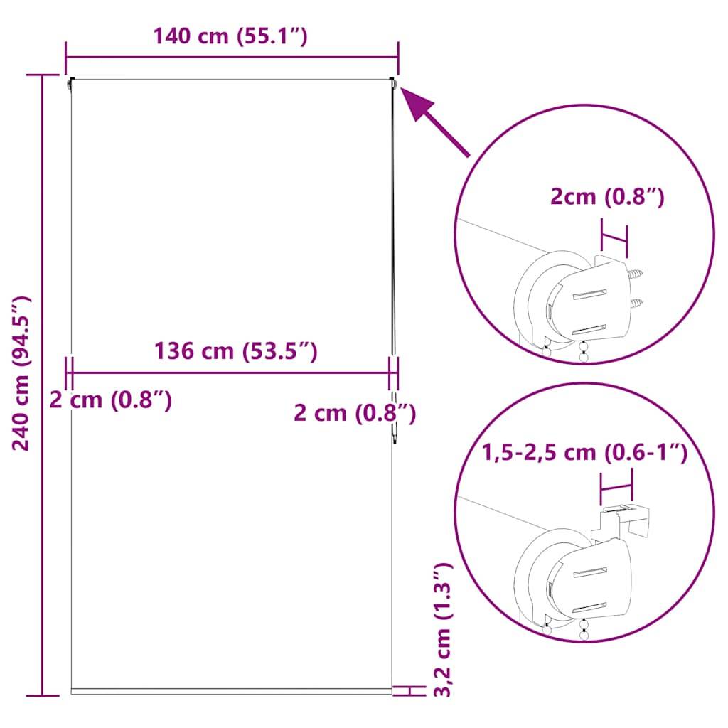 vidaXL Duschrollo 140x240 cm Stoffbreite 136 cm