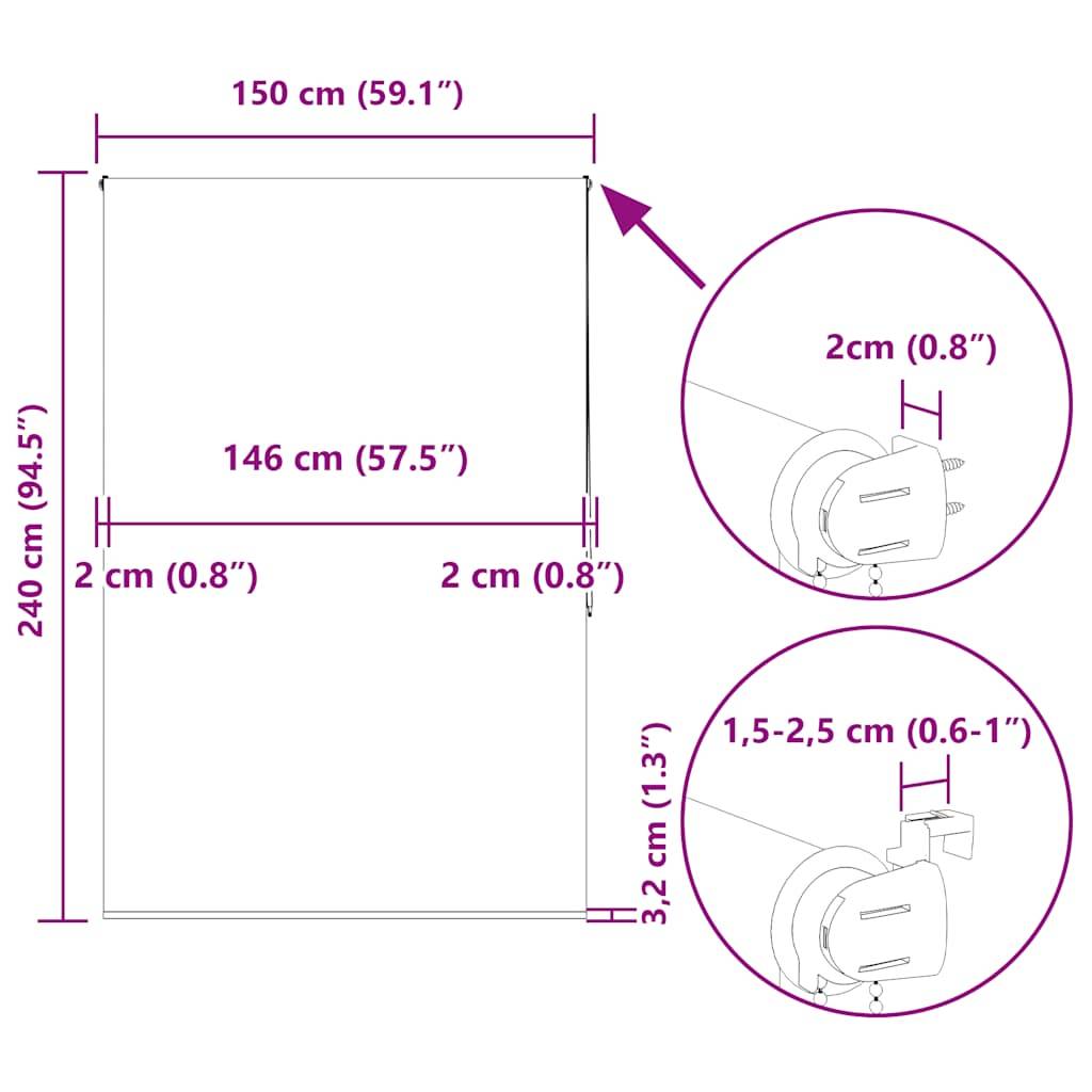 vidaXL Duschrollo 150x240 cm Stoffbreite 146 cm