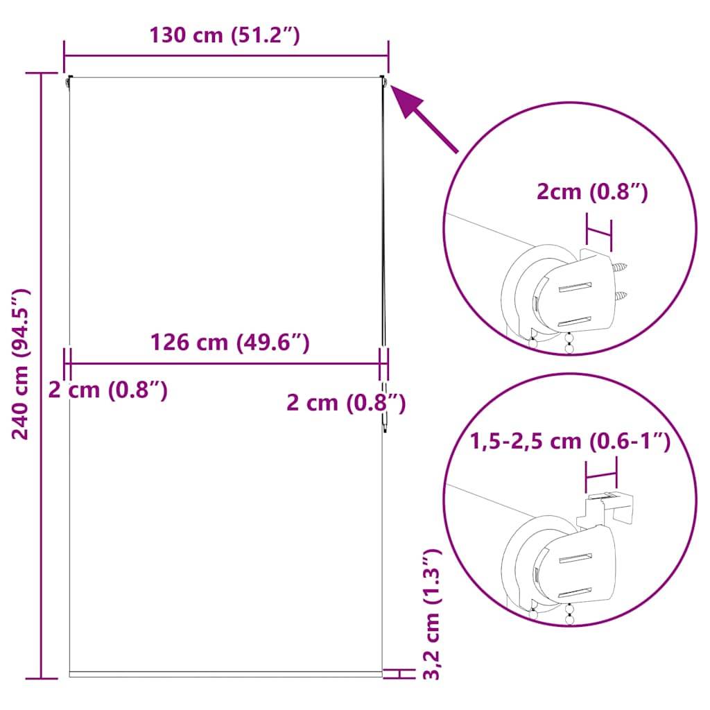 vidaXL Duschrollo 130x240 cm Stoffbreite 126 cm