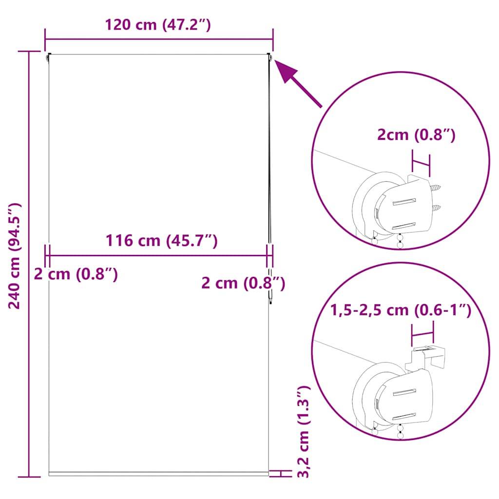 vidaXL Duschrollo 120x240 cm Stoffbreite 116 cm