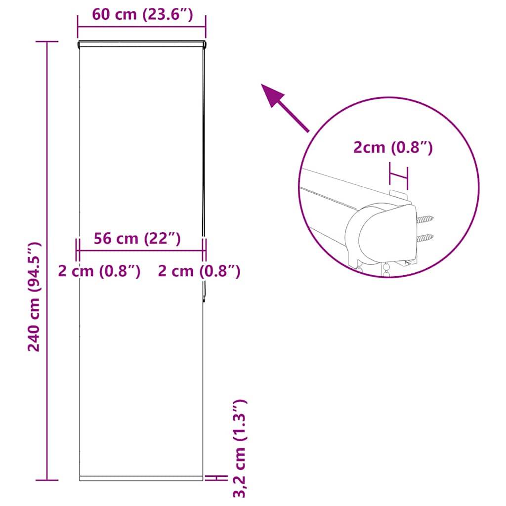 vidaXL Duschrollo mit Kassette 60x240 cm Stoffbreite 56 cm
