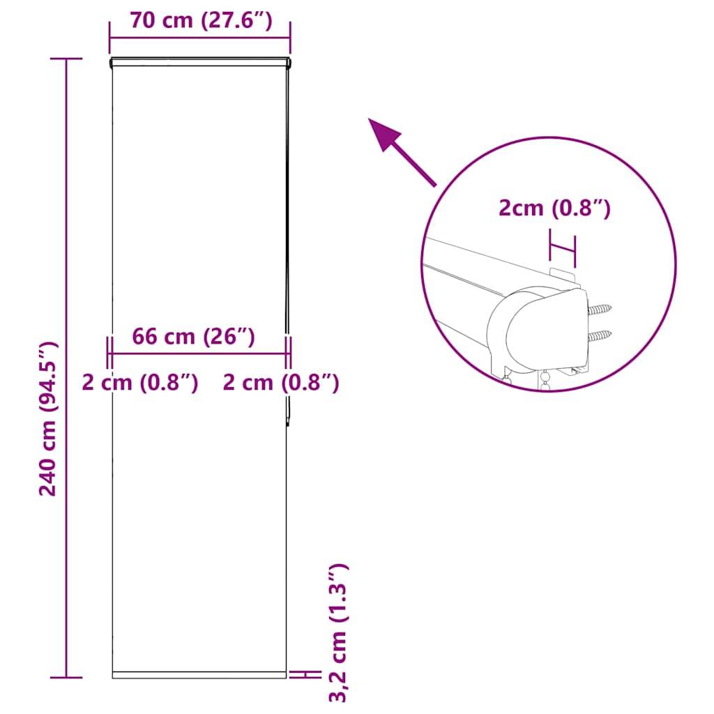 vidaXL Duschrollo mit Kassette 70x240 cm Stoffbreite 66 cm