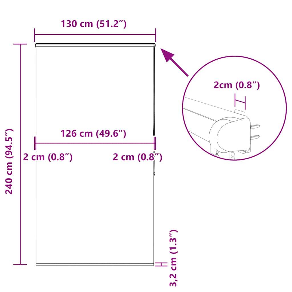 vidaXL Duschrollo mit Kassette 130x240 cm Stoffbreite 126 cm