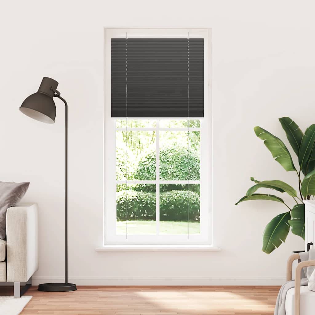 vidaXL Plissee Schwarz 85x200 cm Stoffbreite 84,4 cm Polyester