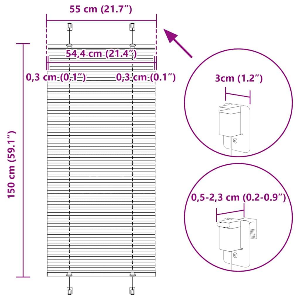 vidaXL Plissee Bordeauxrot 55x150 cm Stoffbreite 54,4 cm Polyester