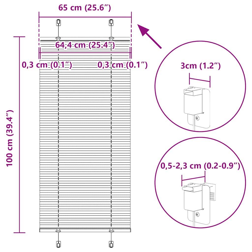 vidaXL Plissee Weiß 65x100 cm Stoffbreite 64,4 cm Polyester