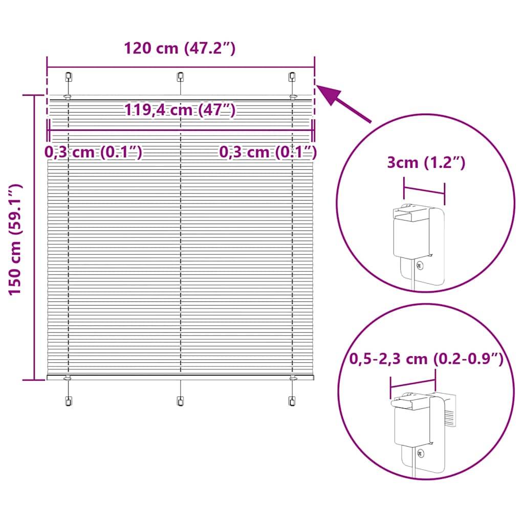 vidaXL Plissee Bordeauxrot 120x150 cm Stoffbreite 119,4 cm Polyester