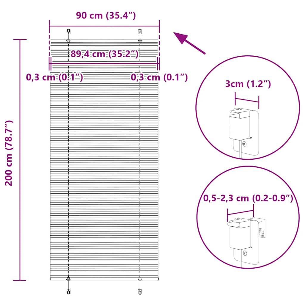 vidaXL Plissee Weiß 90x200 cm Stoffbreite 89,4 cm Polyester