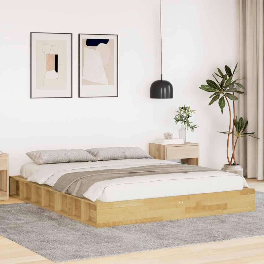 vidaXL Massivholzbett ohne Matratze 150x200 cm Eichenholz