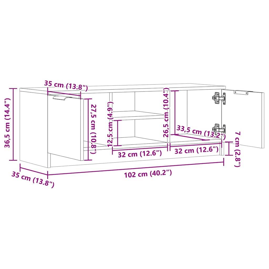 vidaXL TV-Schrank Altholz-Optik 102x35x36,5 cm Holzwerkstoff
