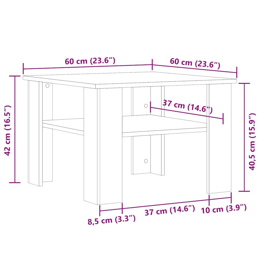 vidaXL Couchtisch Altholz-Optik 60x60x42 cm Holzwerkstoff