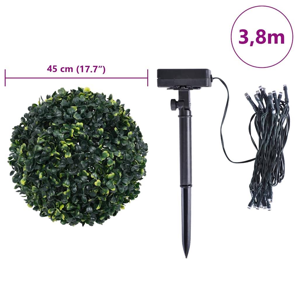 vidaXL Künstliche Buchsbaumkugeln mit LED-Leuchten 2 Stk. Grün 45 cm