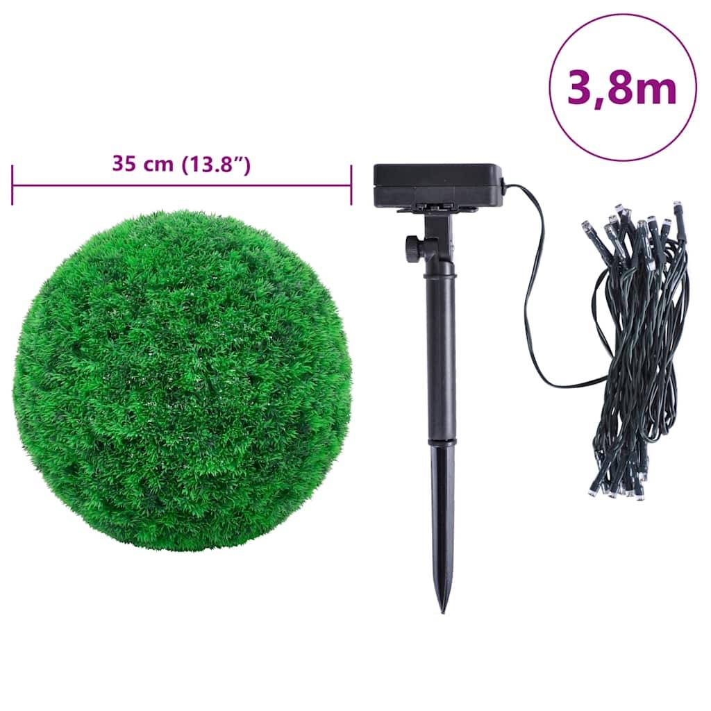 vidaXL Künstliche Buchsbaumkugeln mit LED-Leuchten 2 Stk. Grün 35 cm