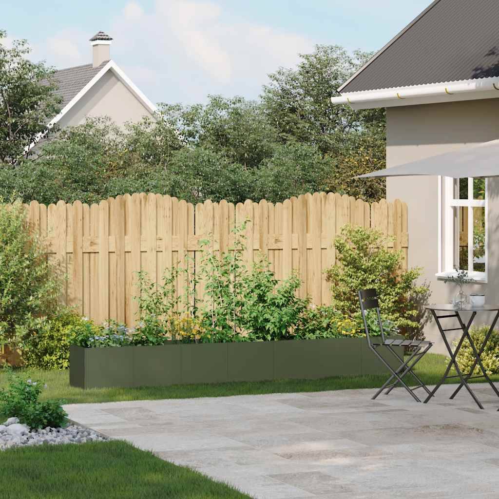 vidaXL Pflanzkübel Olivgrün 280x40x40 cm Kaltgewalzter Stahl