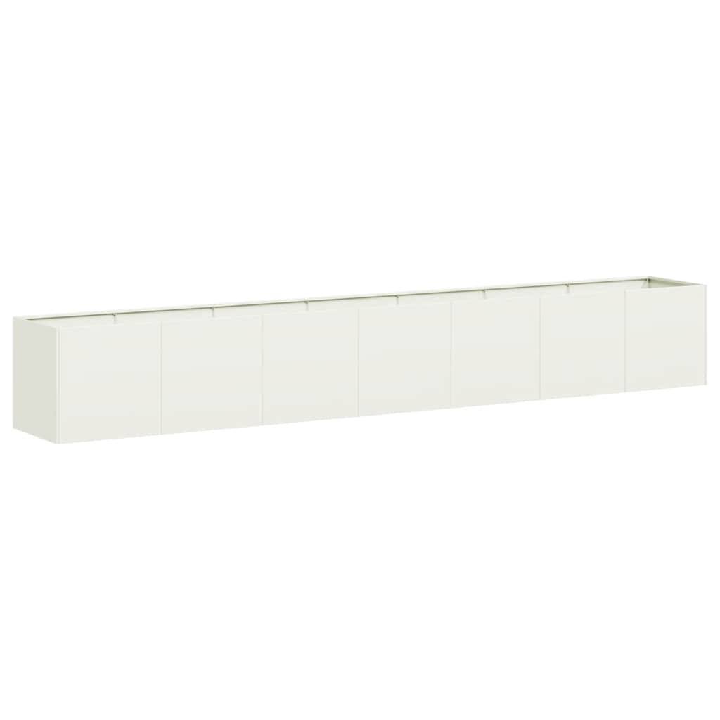 vidaXL Pflanzkübel Weiß 280x40x40 cm Kaltgewalzter Stahl