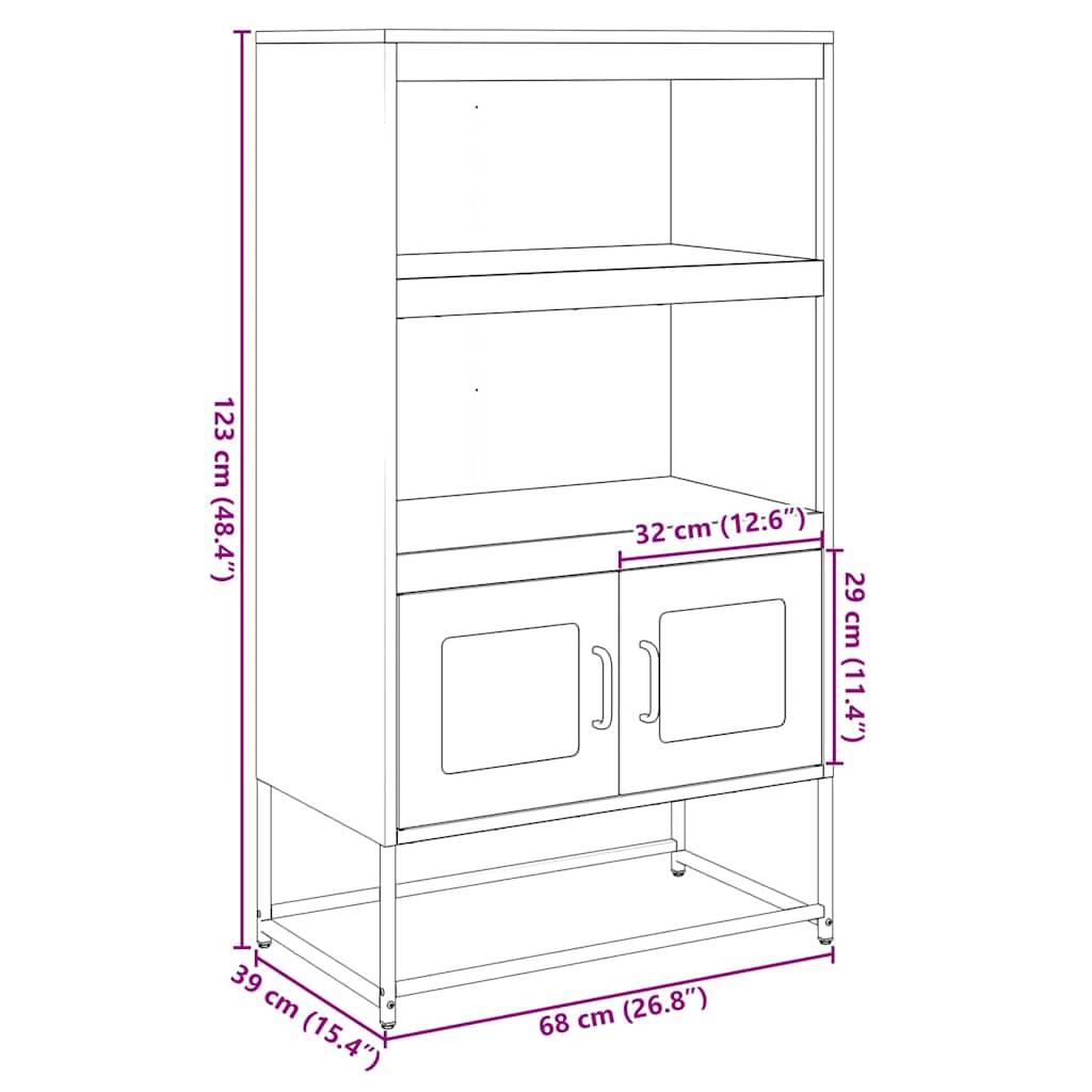 vidaXL Highboard Schwarz 68x39x123 cm Stahl