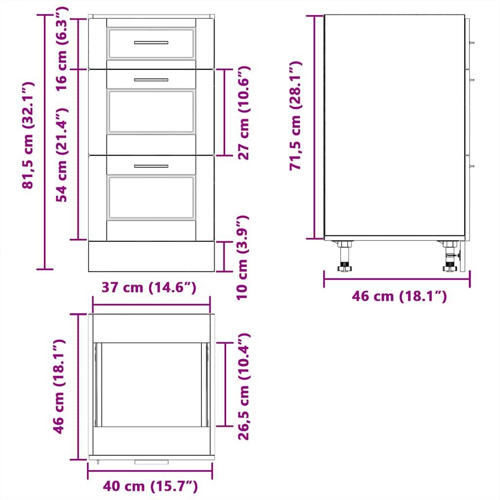 vidaXL Küchenunterschrank Porto Weiß Holzwerkstoff