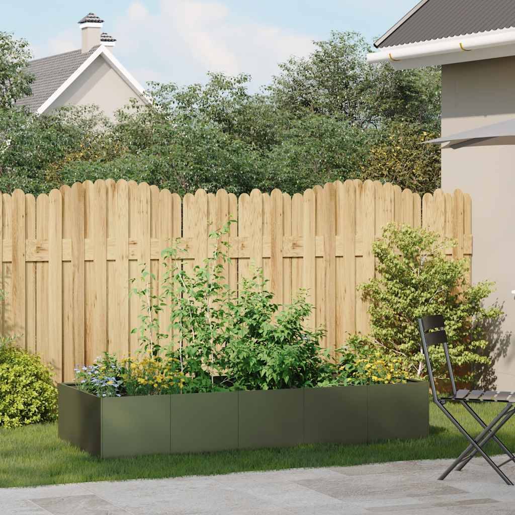 vidaXL Pflanzgefäß Olivgrün 200x80x40 cm Stahl