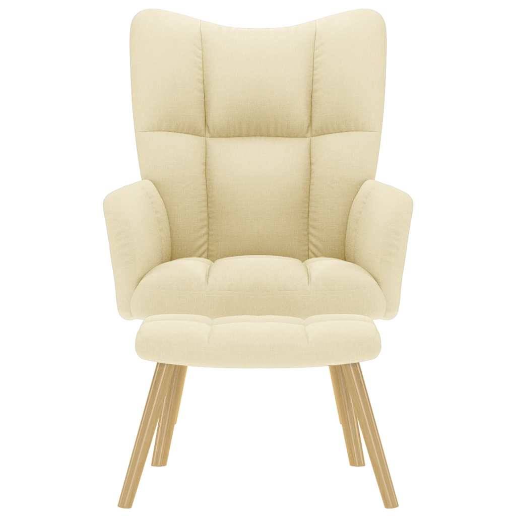 vidaXL Relaxsessel mit Hocker Creme Stoff