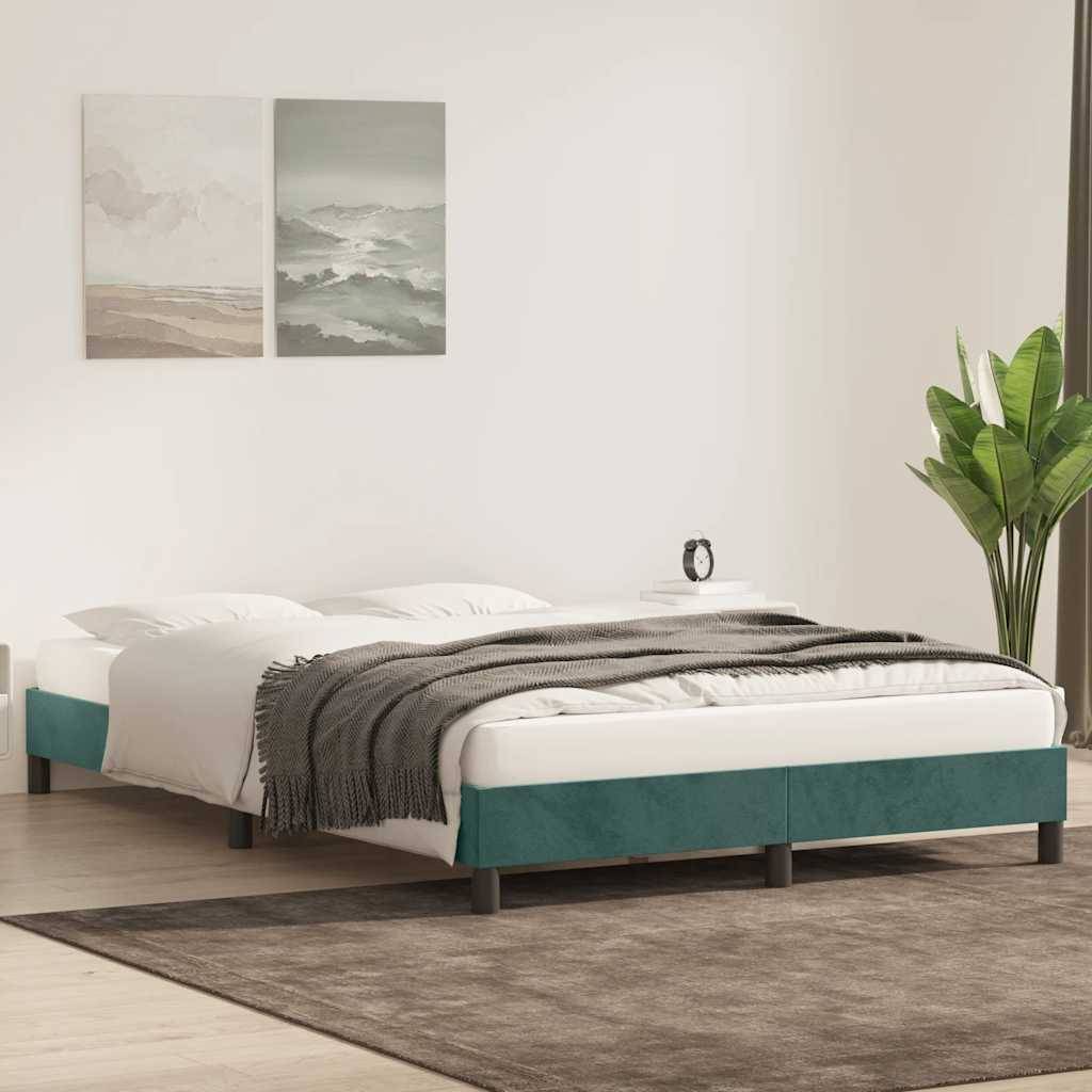 vidaXL Bettgestell ohne Matratze Dunkelgrün 140x210 cm Samt