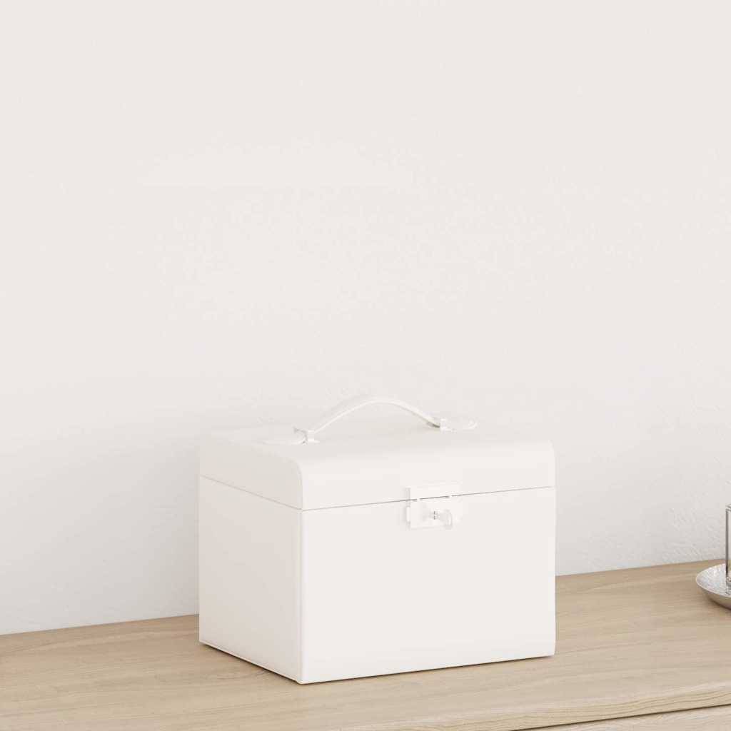 vidaXL Schmuckkästchen 4-Schichten mit Spiegel Abschließbar Weiß