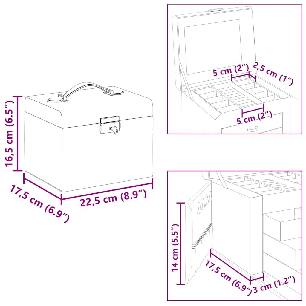 vidaXL Schmuckkästchen 4-Schichten mit Spiegel Abschließbar Weiß