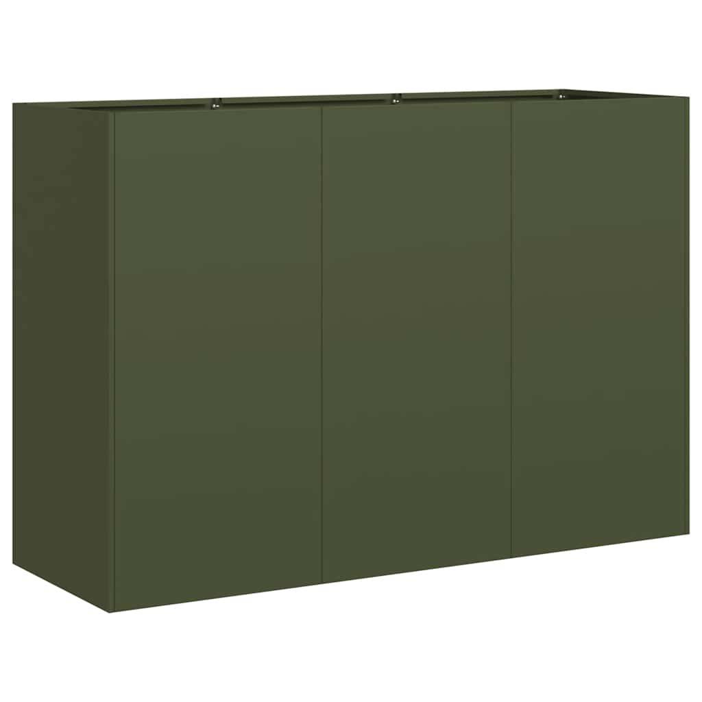 vidaXL Pflanzkübel Olivgrün 120x40x80 cm Kaltgewalzter Stahl