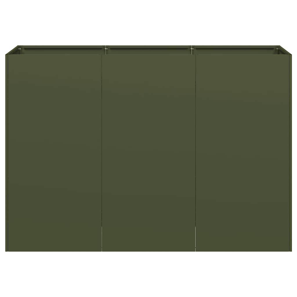 vidaXL Pflanzkübel Olivgrün 120x40x80 cm Kaltgewalzter Stahl