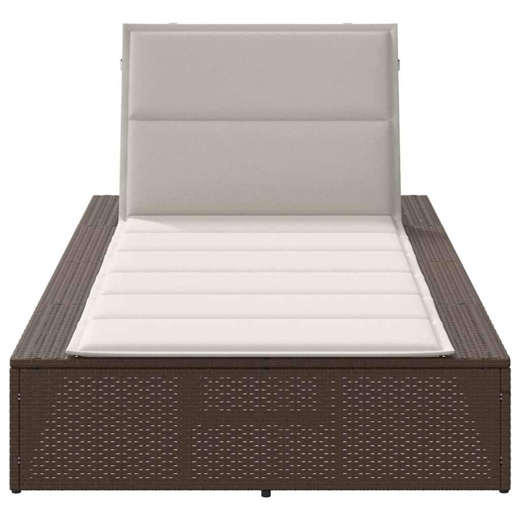 vidaXL Sonnenliege mit schwebender Auflage Braun Poly Rattan