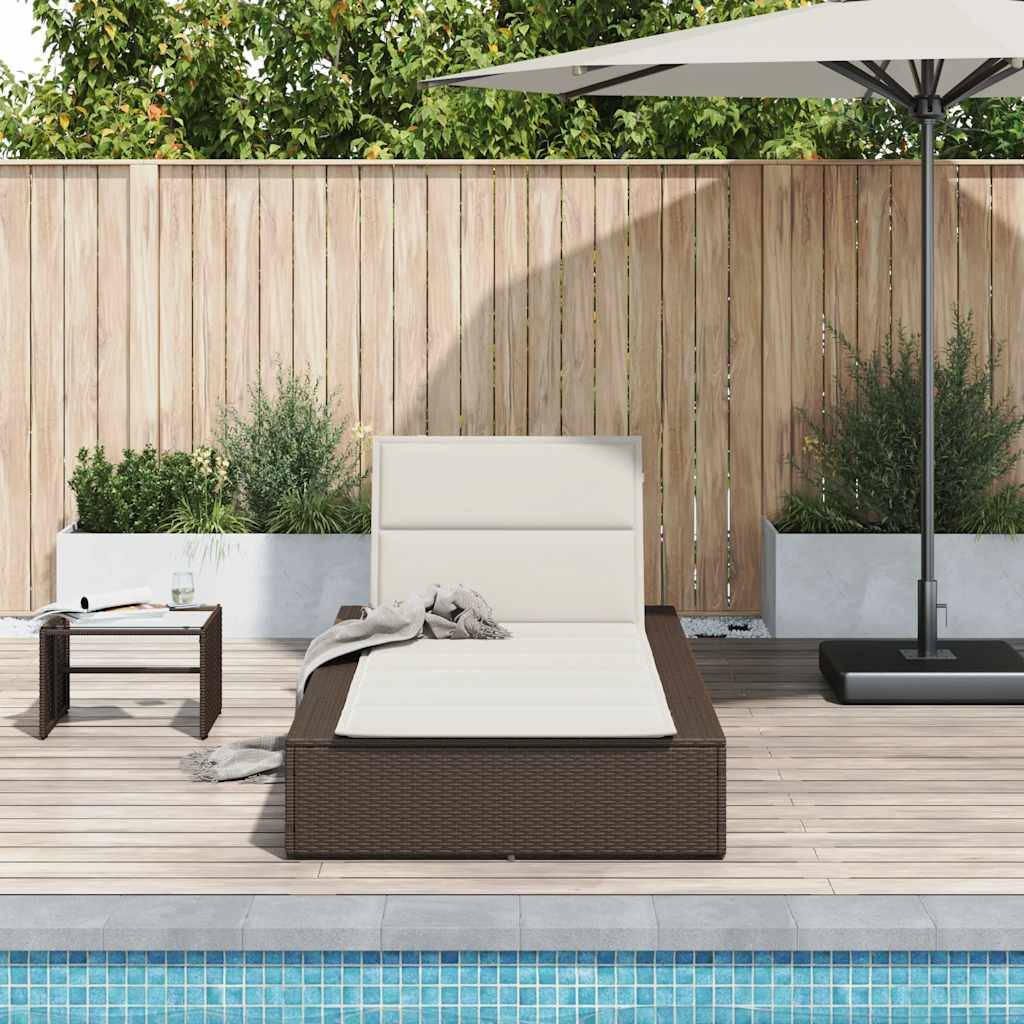 vidaXL Sonnenliege mit schwebender Auflage Braun Poly Rattan