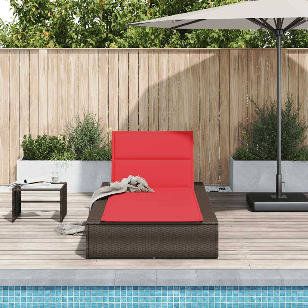 vidaXL Sonnenliege mit schwebender Auflage Braun Poly Rattan