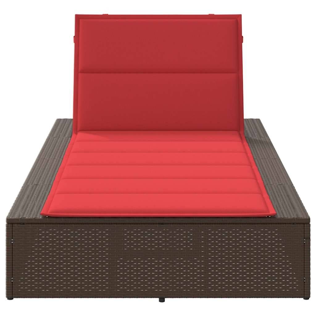 vidaXL Sonnenliege mit schwebender Auflage Braun Poly Rattan