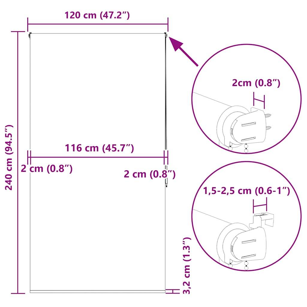 vidaXL Duschrollo 120x240 cm Stoffbreite 116 cm