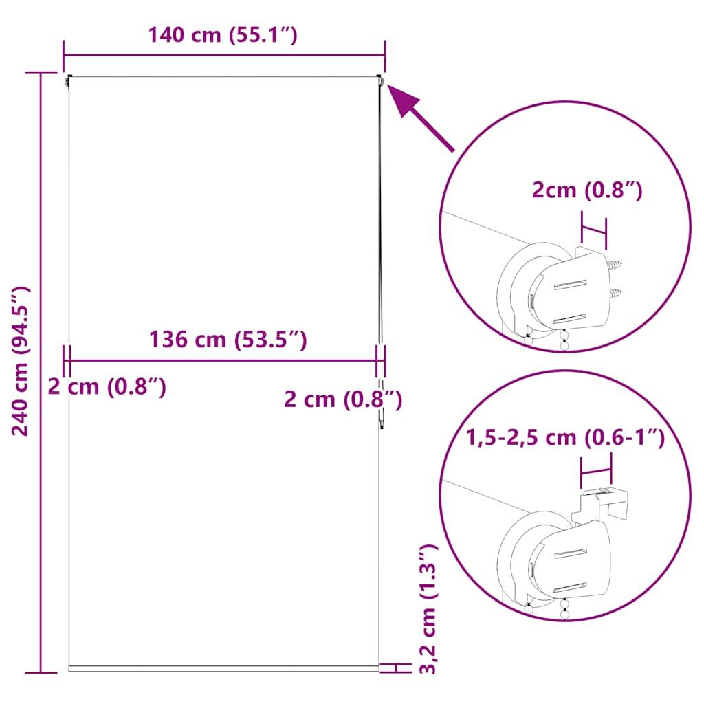 vidaXL Duschrollo 140x240 cm Stoffbreite 136 cm
