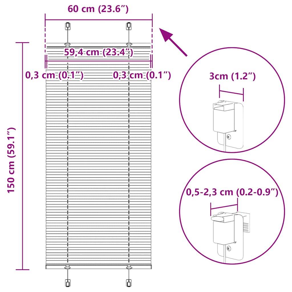 vidaXL Plissee Creme 60x150 cm Stoffbreite 59,4 cm Polyester