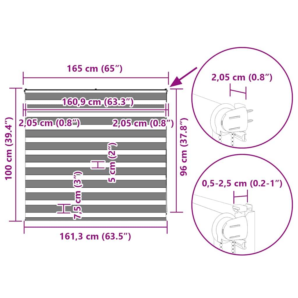 vidaXL Zebrarollo Weiß 165x100 cm Stoffbreite 160,9 cm Polyester